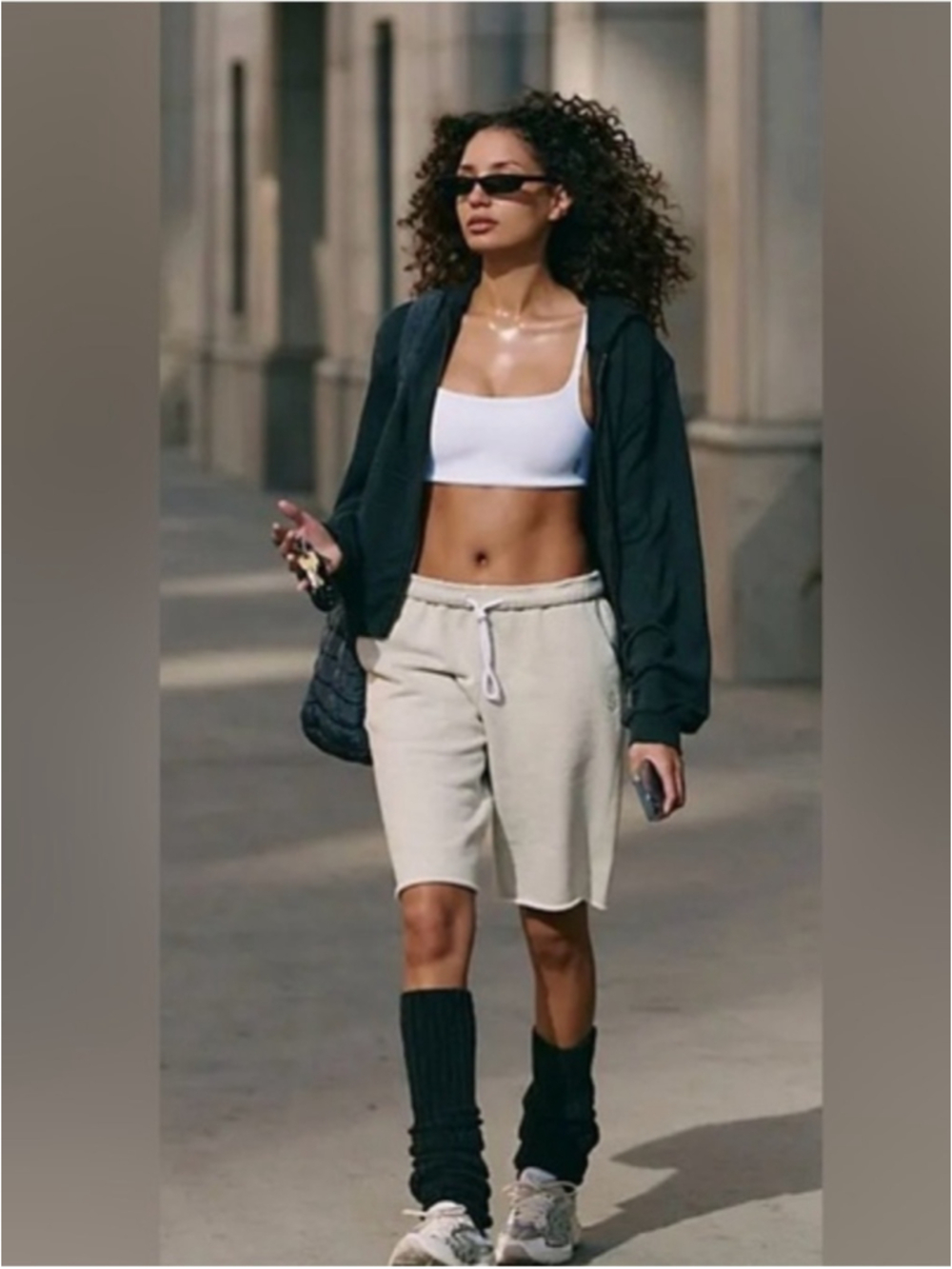 NWOT Free People Movement Heathered Oatmeal colored For The Win Long Shorts L